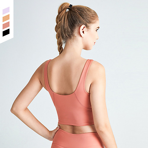 

Women's Sports Bra Medium Support Removable Pad Wireless Fashion Light Yellow Black Purple Pink Light Pink Nylon Yoga Fitness Running Top Sport Activewear Breathable Quick Dry Comfortable Freedom