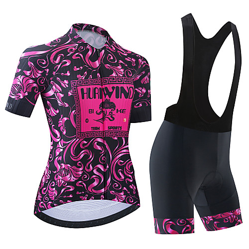 

21Grams Women's Short Sleeve Cycling Jersey with Bib Shorts Cycling Jersey with Shorts Black Purple BlackWhite Bike Breathable Quick Dry Sports Graphic Mountain Bike MTB Road Bike Cycling Clothing