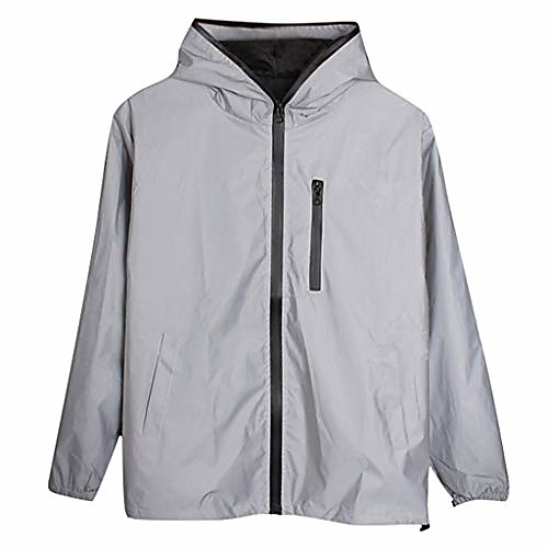 

couple reflective jacket men/women waterproof windbreaker hooded fashion streetwear plus size coat for hiking running gray