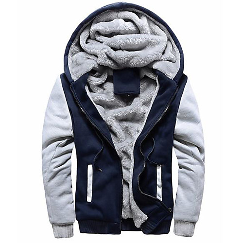 

Men's Hoodie Jacket Color Block Hooded Daily non-printing Basic Hoodies Sweatshirts Black Blue Red