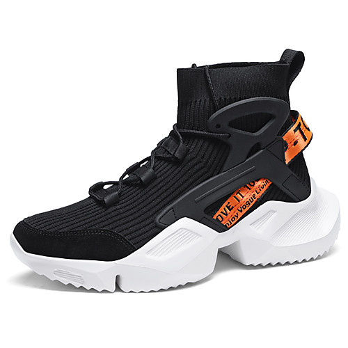

Men's Trainers Athletic Shoes Sporty Casual Athletic Daily Tissage Volant Breathable Non-slipping Wear Proof Black and White White Black Fall Winter