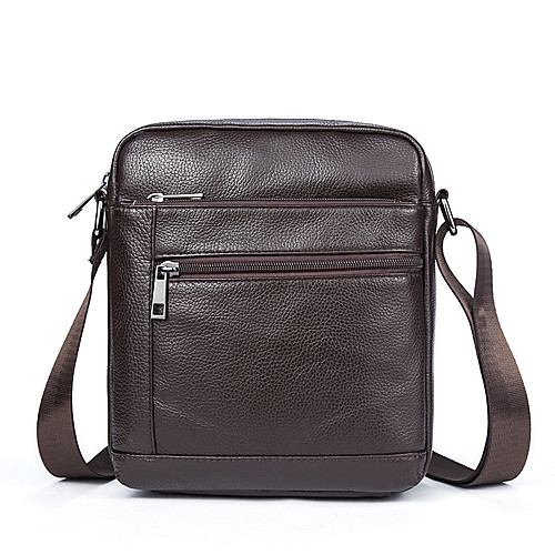 

Men's Bags Cowhide Crossbody Bag Zipper Going out Office & Career MessengerBag Black Coffee