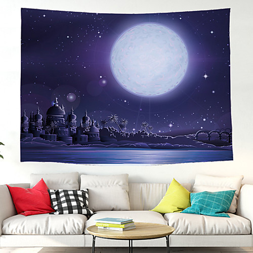 

Wall Tapestry Art Decor Blanket Curtain Picnic Tablecloth Hanging Home Bedroom Living Room Dorm Decoration Polyester Starry Moon Castle