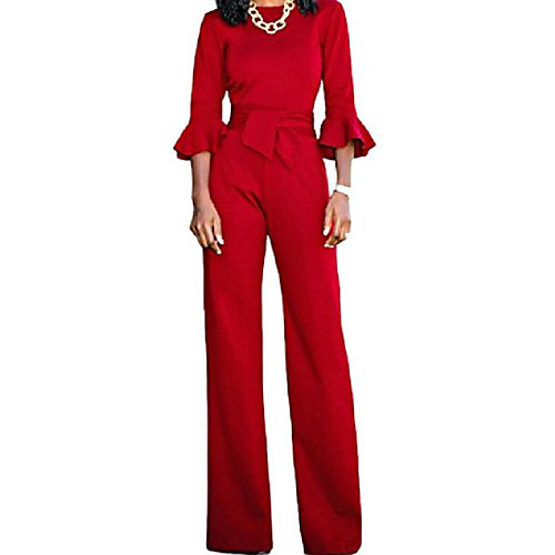 

Women's Casual / Daily Black Red Yellow Jumpsuit Solid Color