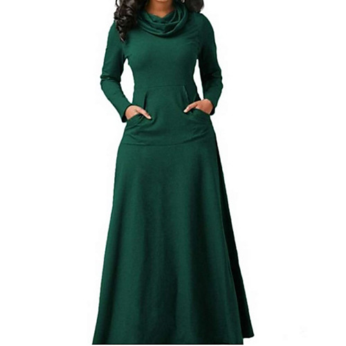 

Women's Sheath Dress Maxi long Dress White Black Blue Green Brown Long Sleeve Solid Color Patchwork Print Fall Winter Elegant Casual 2021 S M L XL XXL 3XL 4XL 5XL
