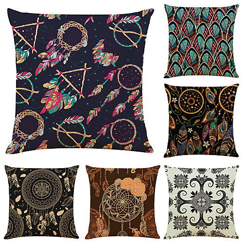 

Cushion Cover 6PC Linen Soft Decorative Square Throw Pillow Cover Cushion Case Pillowcase for Sofa Bedroom 45 x 45 cm (18 x 18 Inch) Superior Quality Mashine Washable