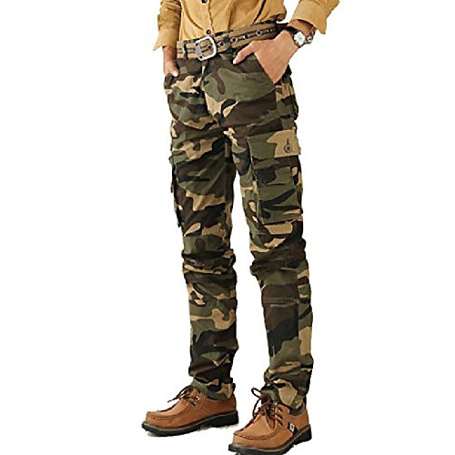 

men's durable muti-pocket cargo pants camo army green 28