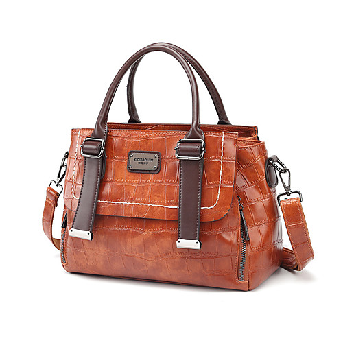 

Women's Bags PU Leather Satchel Top Handle Bag Zipper Daily 2021 Handbags Wine Dark Green Brown Dark Blue