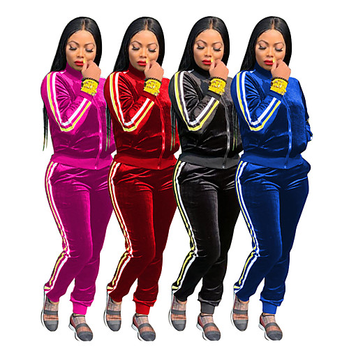 

Women's 2 Piece Full Zip Tracksuit Sweatsuit Street Athleisure Long Sleeve 2pcs Lightweight Breathable Soft Gym Workout Running Active Training Jogging Exercise Sportswear Solid Colored Outfit Set