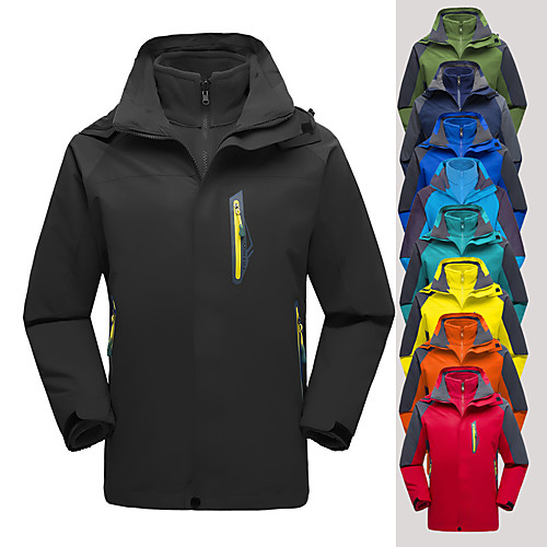 

Men's Hoodie Jacket Hiking Jacket Hiking 3-in-1 Jackets Winter Outdoor Solid Color Thermal Warm Lightweight Windproof Breathable Jacket Top Fleece Single Slider Camping / Hiking Hunting Ski