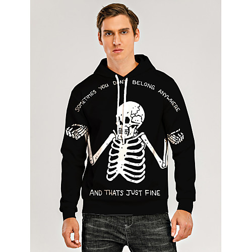 

Men's Pullover Hoodie Sweatshirt Graphic 3D Skull Hooded Daily 3D Print 3D Print Hoodies Sweatshirts Long Sleeve Black