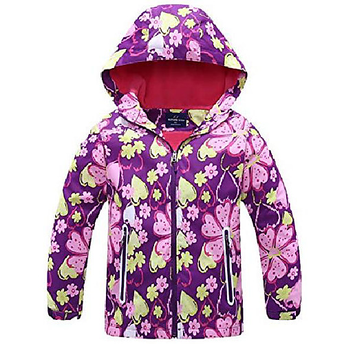 

girl's cute zipper up coat windproof hooded jacket two hand pockets outwear 8-9t purple