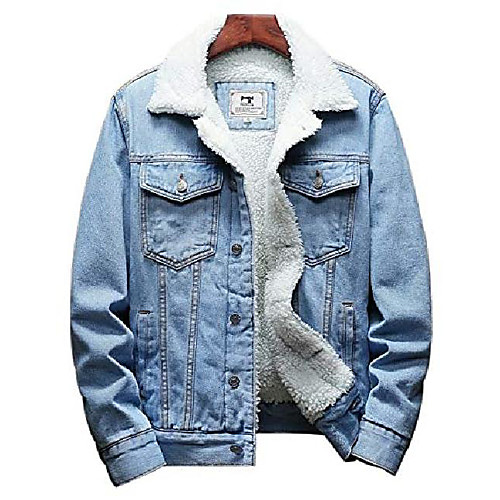 

mens sherpa lined denim trucker jacket winter jean coat outwear (light blue, x-large)