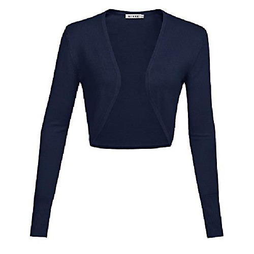 

women's 1950's vintage casual long sleeved bolero shrug(xl,navy blue)