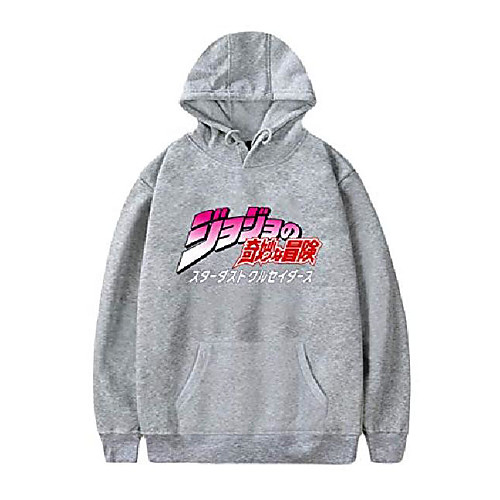 

jojo's bizarre adventure men women hoodies printed for boys jotaro kujo casual sweater jacket coat (xxl,gray)