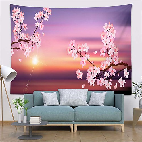 

Wall Tapestry Art Decor Blanket Curtain Picnic Tablecloth Hanging Home Bedroom Living Room Dorm Decoration Polyester Modern Cherry Blossom Pattern