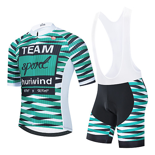 

21Grams Men's Short Sleeve Cycling Jersey with Bib Shorts Cycling Jersey with Shorts Black Green BlackWhite Stripes Bike Breathable Quick Dry Sports Stripes Mountain Bike MTB Road Bike Cycling