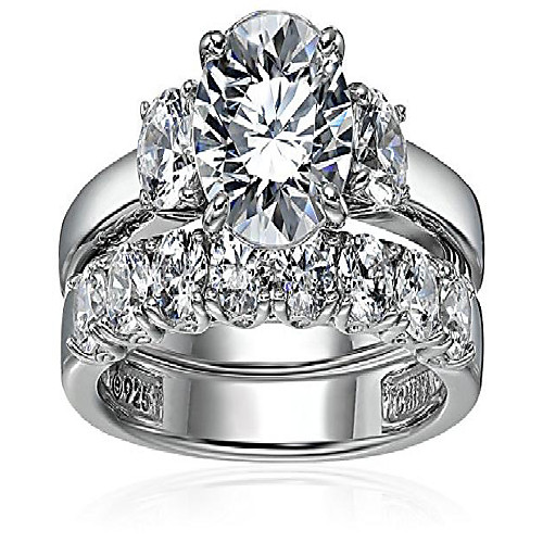 

sterling silver platinum-plated swarovski zirconia three stone ring, size 7