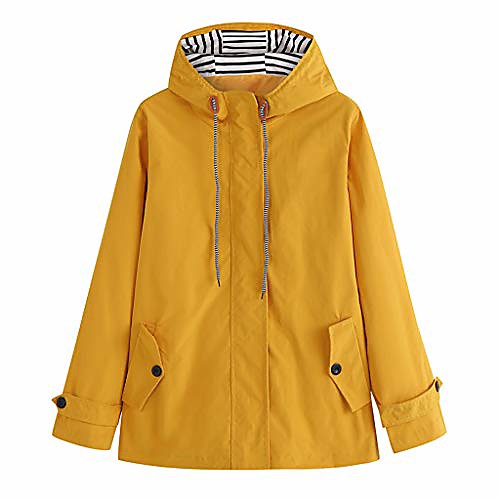 

coat for women s-3xl ladies fashion waterproof sunscreen outdoor hooded jacket raincoat windproof coat yellow