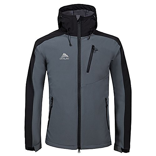 

men's hooded outdoor soft shell fleece lined jacket golf sports jacket (gray, xxl(height:185-190cm; weight: 90-95kg))