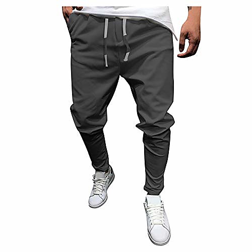 

men's slim-fit jogger pant casual twill drop crotch trouser outdoor working pants dark gray