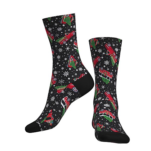 

Compression Socks Cycling Socks Women's Men's Bike / Cycling Breathable Soft Comfortable 1 Pair Graphic Christmas Santa Claus Cotton Black S M L / Stretchy / Mountain Bike MTB