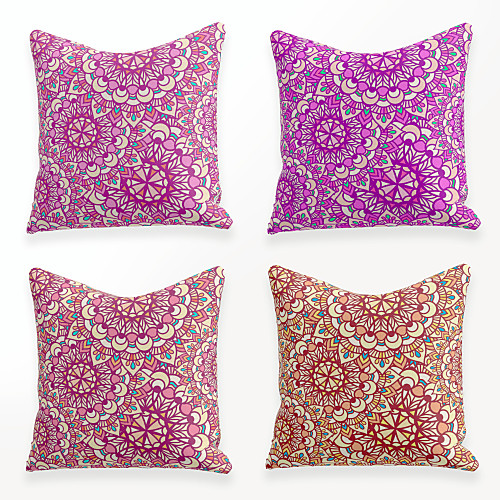 

Cushion Cover 4PCS Linen Soft Decorative Square Throw Pillow Cover Cushion Case Pillowcase for Sofa Bedroom 45 x 45 cm (18 x 18 Inch) Superior Quality Mashine Washable Beauty Floral