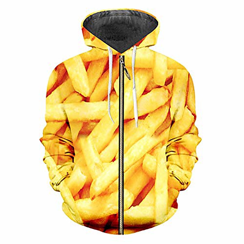 

zipper long sleeve 3d jacket printed french fries chip streetwear hoodie sweatshirt french fries chips xxxl