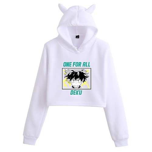 

Inspired by My Hero Academia Boko No Hero Deku Cosplay Costume Crop Top Hoodie Polyester / Cotton Blend Graphic Printing Cat Ear Crop Top For Women's / Men's