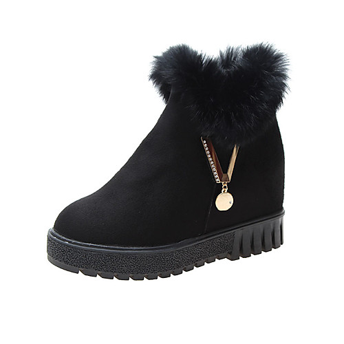 

Women's Boots Snow Boots Hidden Heel Round Toe Booties Ankle Boots Daily Outdoor Suede Winter Black Khaki