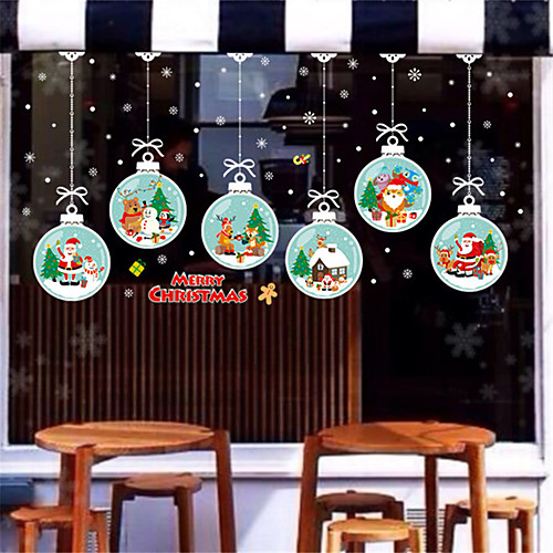 

Christmas Toys Christmas Window Clings Window Stickers Wall Decals Elk Christmas Tree Santa Claus Waterproof Removable Party Favor PVC 6 pcs Kid's Adults 5070CM Christmas Party Favors Supplies