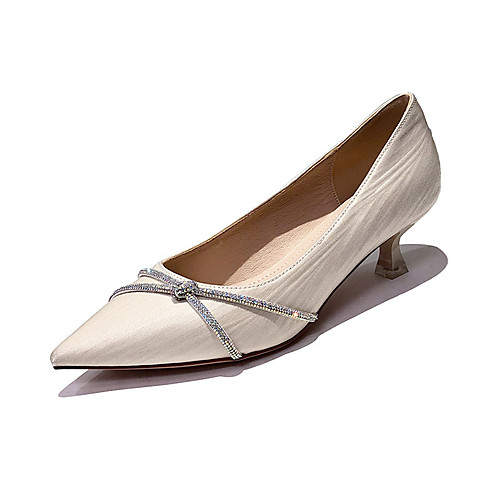 

Women's Heels Stiletto Heel Pointed Toe Classic Daily Elastic Fabric Rhinestone Solid Colored Almond Black