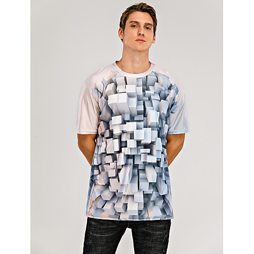 

Men's T shirt Graphic Plus Size Print Short Sleeve Daily Tops Basic Exaggerated Black Blue Red