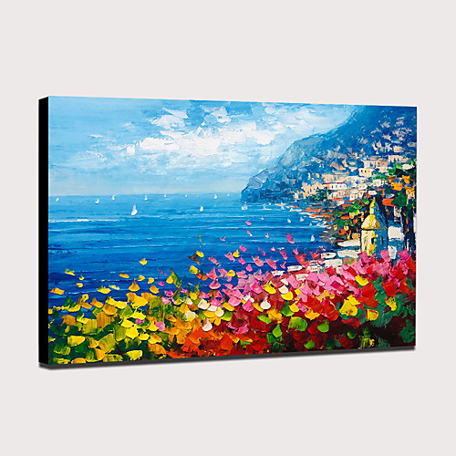 

Mintura Large Size Hand Painted Abstract Seaside Scenery Oil Painting on Canvas Modern Wall Art Picture For Home Decoration No Framed