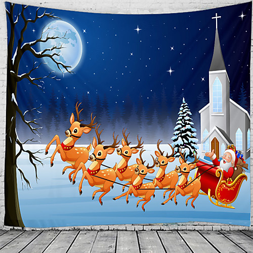 

Christmas Santa Claus Holiday Party Wall Tapestry Art Decor Blanket Curtain Picnic Tablecloth Hanging Home Bedroom Living Room Dorm Decoration Christmas Tree Gift Fireplace