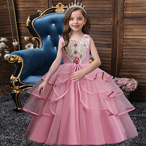 

Princess Flapper Dress Dress Party Costume Girls' Movie Cosplay Euramerican Costume Party Yellow Dusty Rose Turquoise Dress Christmas Children's Day New Year Polyester Organza