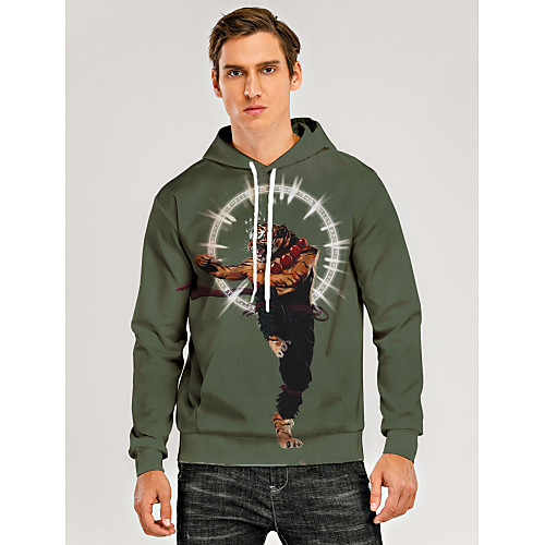 

Men's Pullover Hoodie Sweatshirt Animal Patterned Graphic 3D Front Pocket Daily 3D Print 3D Print Casual Hoodies Sweatshirts Army Green