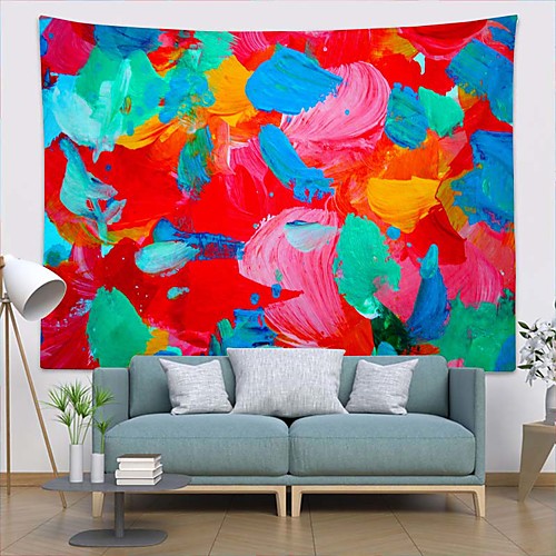 

Wall Tapestry Art Deco Blanket Curtain Picnic Table Cloth Hanging Home Bedroom Living Room Dormitory Decoration Polyester Fiber Modern Oil Painting Color Simple Blocky Scribble