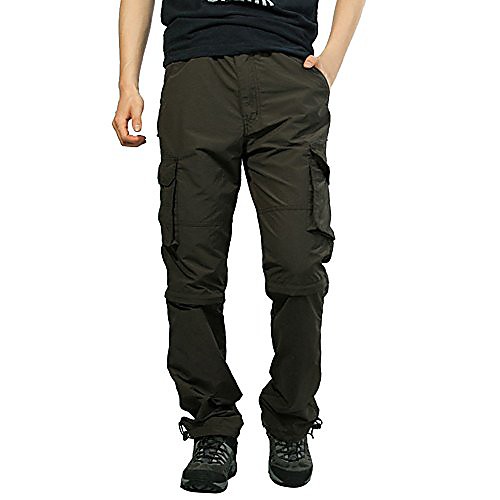

mens detachable pants quick-drying convertible shorts or long outdoor cargo hiking camping sports pants solid color loose removable male overalls trousers (xl, army green)