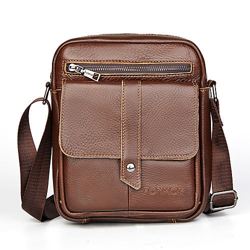 

Men's Bags Cowhide Crossbody Bag Zipper Fashion Daily Outdoor 2021 MessengerBag Black Brown