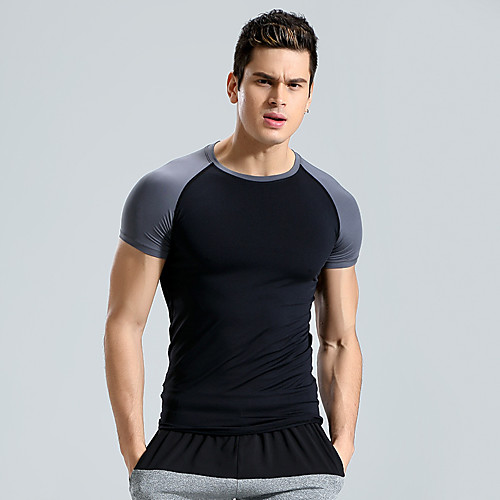 

Men's Hiking Tee shirt Short Sleeve Crew Neck Tee Tshirt Outdoor Breathable Quick Dry Soft High Elasticity Summer Elastane Polyester Patchwork White Black Grey Fishing Climbing Beach