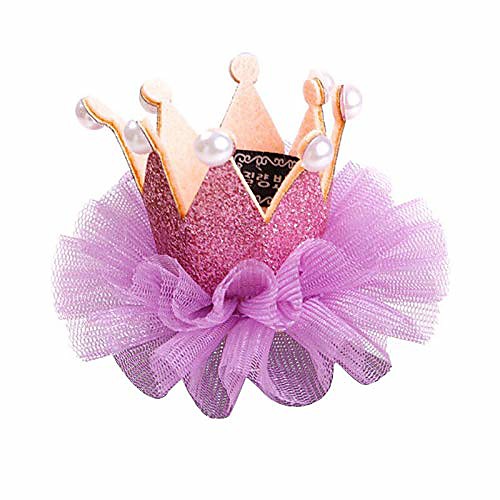 

- pet dogs hair grooming accessories hairpin princess style laced crown hair clips headdress