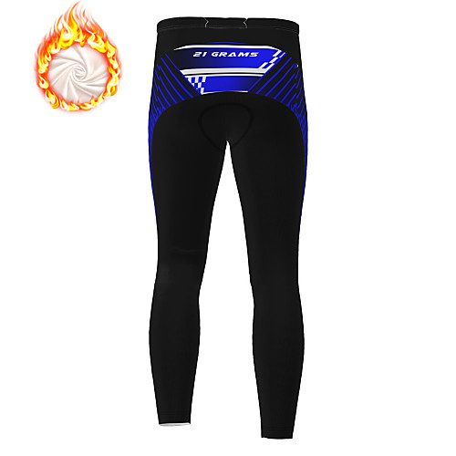 

21Grams Men's Cycling Tights Cycling Pants Winter Fleece Polyester Bike Tights Padded Shorts / Chamois Pants Fleece Lining Breathable 3D Pad Sports Blue / Orange Mountain Bike MTB Road Bike Cycling