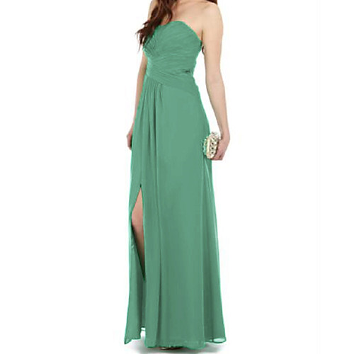 

Sheath / Column Minimalist Sexy Wedding Guest Formal Evening Dress Strapless Sleeveless Floor Length Chiffon with Pleats Split 2021