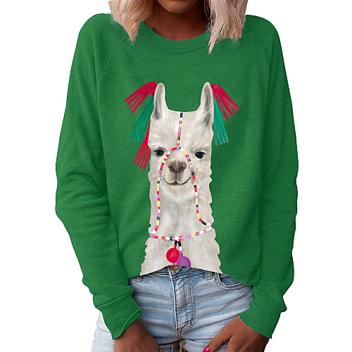 

Women's Pullover Sweatshirt Graphic Animal Christmas Daily Basic Christmas Hoodies Sweatshirts White Black Blue