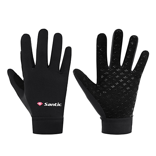 

SANTIC Winter Bike Gloves / Cycling Gloves Touch Gloves Breathable Warm Skidproof Full Finger Gloves Sports Gloves Fleece Black Green Dark Navy for Adults' Outdoor Exercise Cycling / Bike