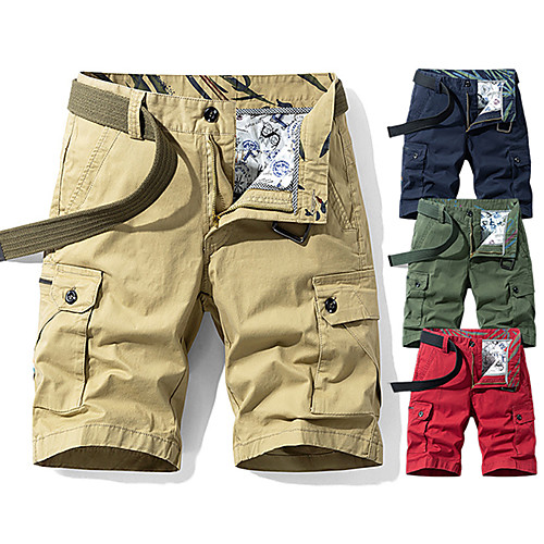 

Men's Hiking Shorts Hiking Cargo Shorts Solid Color Summer Outdoor 10 Standard Fit Lightweight Breathable Quick Dry Ultra Light (UL) Cotton Shorts Bottoms Red Army Green Khaki Dark Blue Camping