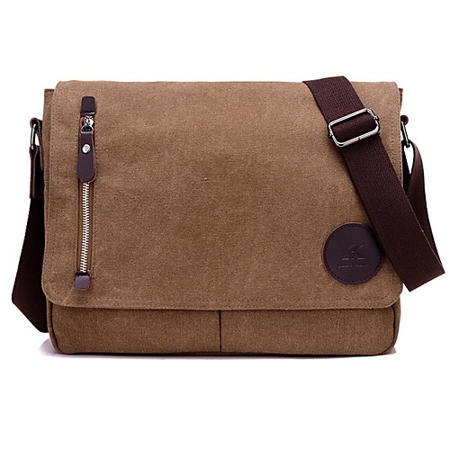 

Men's Bags Canvas Crossbody Bag Zipper Daily Canvas Bag MessengerBag Black Army Green Brown Gray