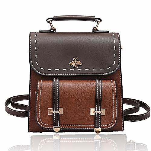 

Women's Girls' Bags PU Leather School Bag Mini Backpack Solid Color Daily Traveling Backpack Yellowish brown Black Dark Green