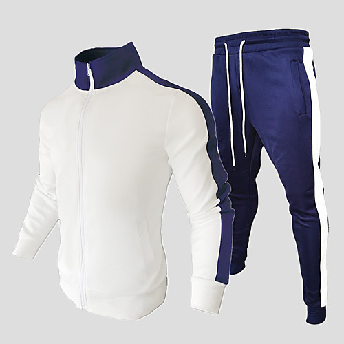 

Couple's Men's 2 Piece Set Elastic Waistband Patchwork Standing Collar Sport Athleisure Clothing Suit Long Sleeve Breathable Comfortable Tennis Exercise & Fitness Running Everyday Use Walking